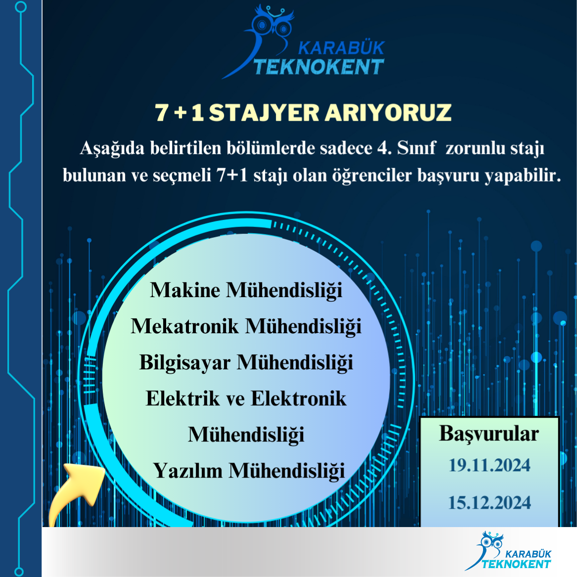 Karabük Teknokent 7+1 Stajyer Alımı